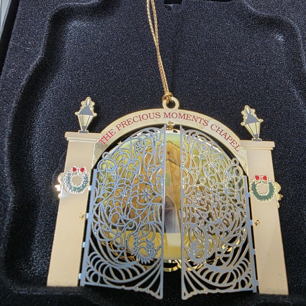 ChemArt Collectible Precious Moments Chapel Christmas Ornament 24k Gold Brass